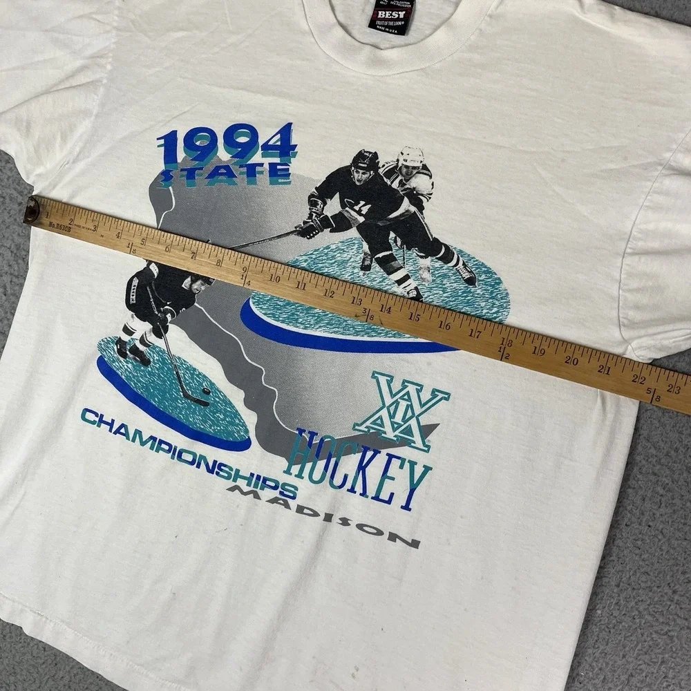Vintage 90s Wisconsin Hockey High School State Tournament T Shirt WIAA‎ Rare XL